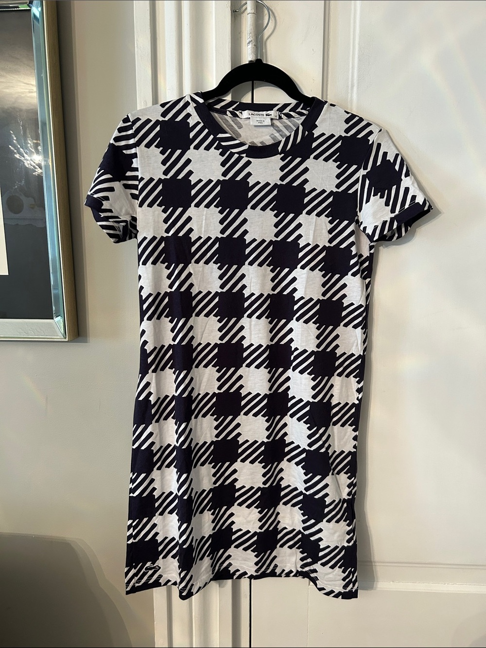 Lacoste Black & White Graphic Houndstooth Tee Dress